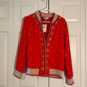 NWT Embroidered Anthropologie Bomber Jacket